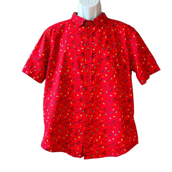 Spencer's Other - Spencer's LET'S GET LIT Christmas Lights Holiday Button Up Shirt Size Med